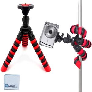NWOT Acuvar 12" Inch and 8” Tripod w/Flexible Spider Disc Legs Black/Red